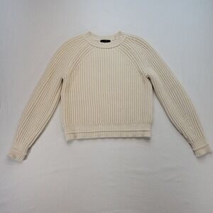 J.Crew Ribbed Sweater Women Small Cream Boxy Shaker Stitch Raglan